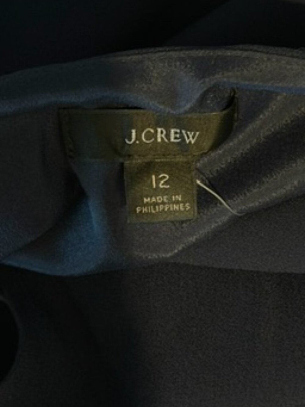 J.Crew Navy Button Front Short Sleeve A-Line Dress Size 12 - Picture 6 of 7